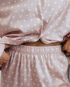 Pink Satin Frill Polka Dot Long Pyjama Set Chelsea Peers