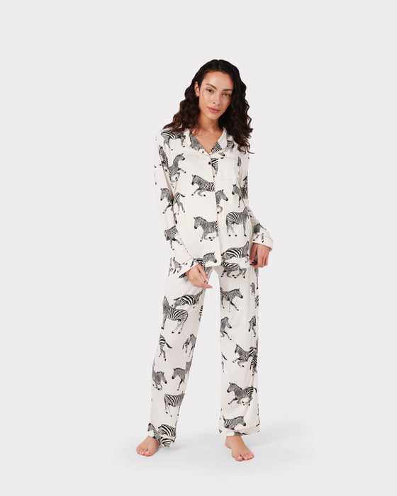 Maternity White Zebra Print Long Pyjama Set