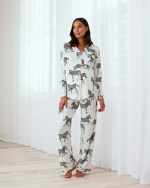  White Zebra Maternity Print Long Pyjama Set