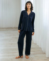 Navy TENCELª Modal Long Button Up Pyjama Set Chelsea Peers