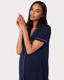  Maternity Modal Button Up Short Pyjama Set - Navy