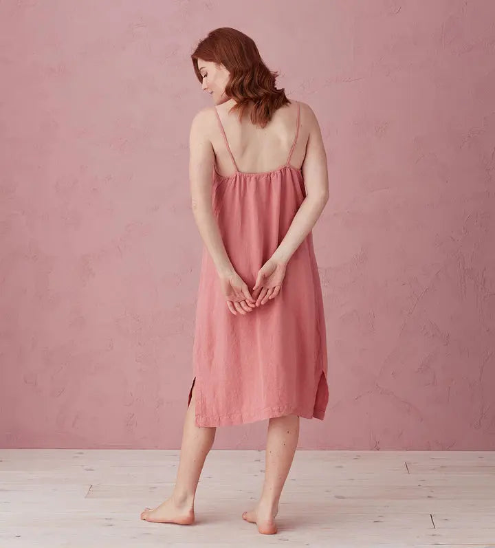 Canyon Pink Alice 100% Linen Cami Nightie The Secret Linen Store