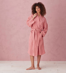  Canyon Pink Layla 100% Linen Robe The Secret Linen Store