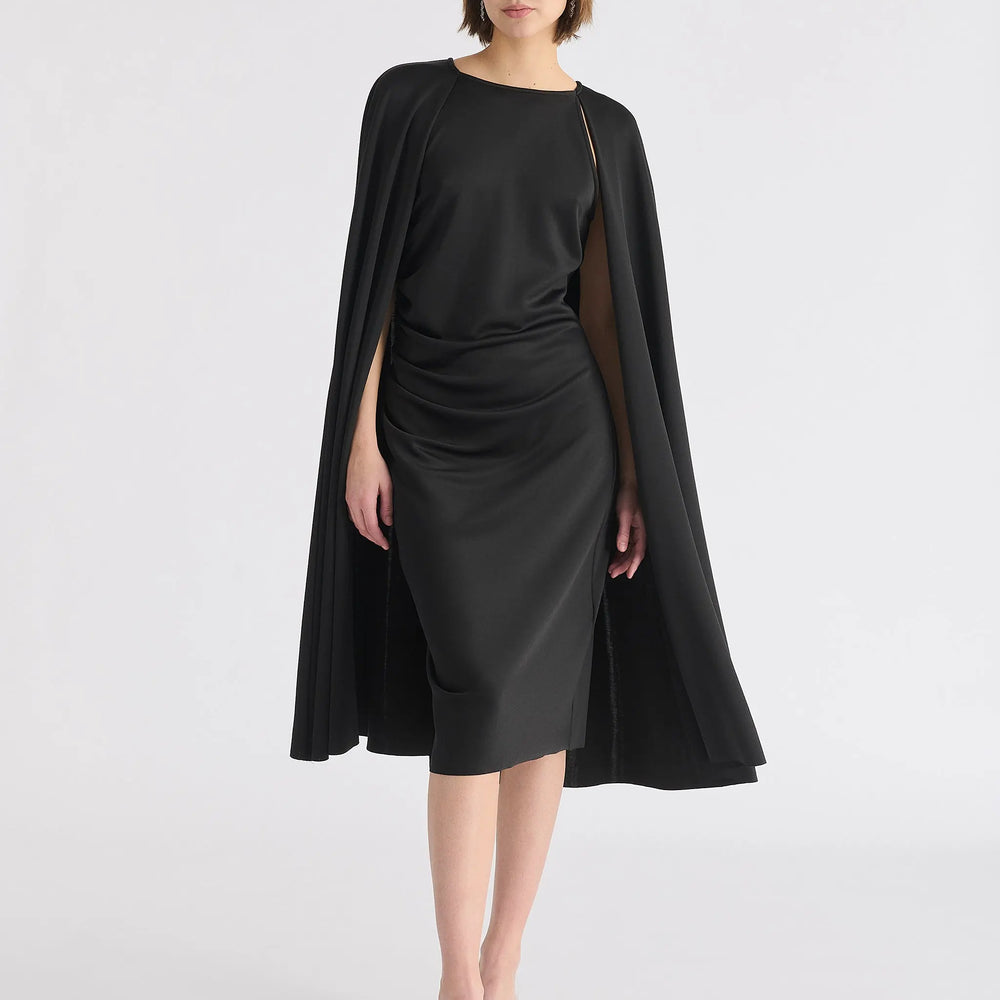 Cape Sleeves Dress With Waist Details Paisie