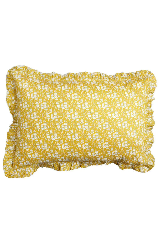 Capel Mustard Gathered Edge Liberty Pillowcase Coco & Wolf