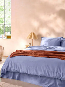  Celeste Blue Cotton Linen Blend Duvet Cover Piglet