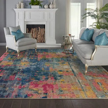  Celestial Blue and Yellow Rug Dunelm