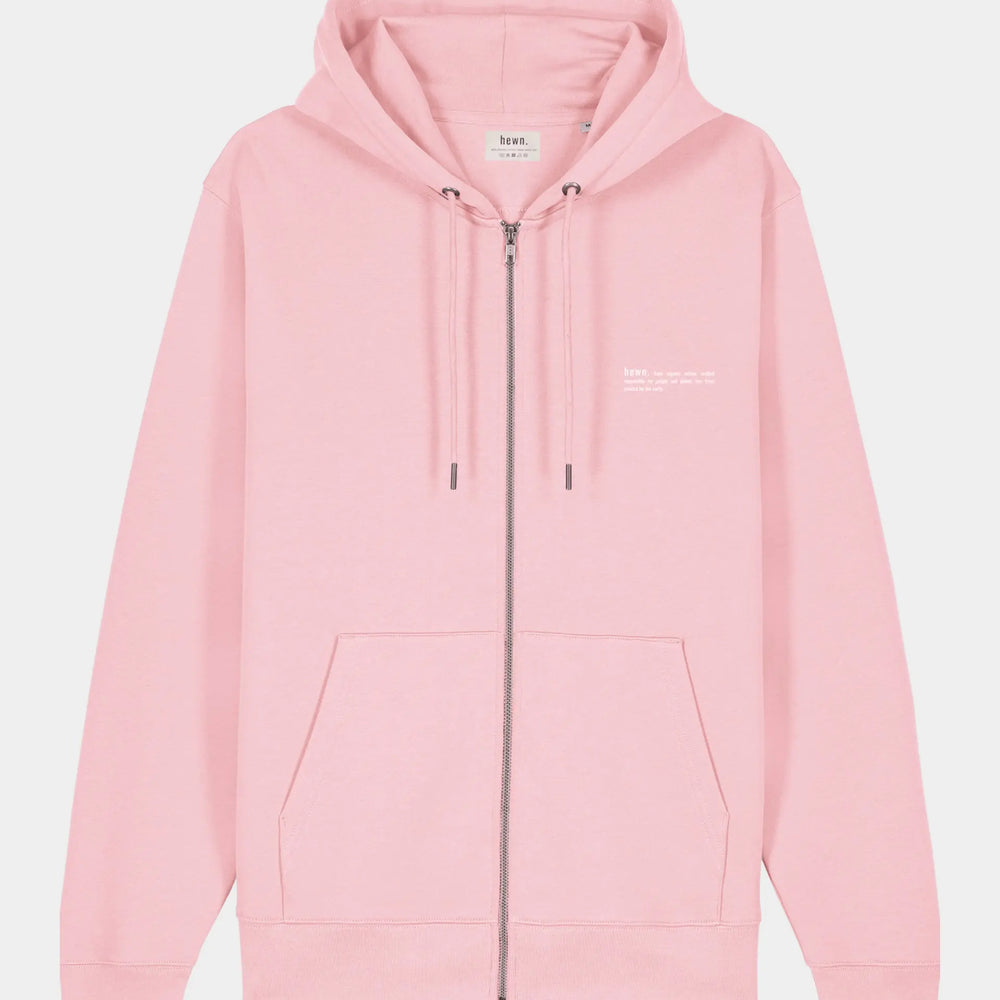 Cherry Blossom Pink Mens Organic Cotton Relaxed-Fit Zip Hoodie hewn.