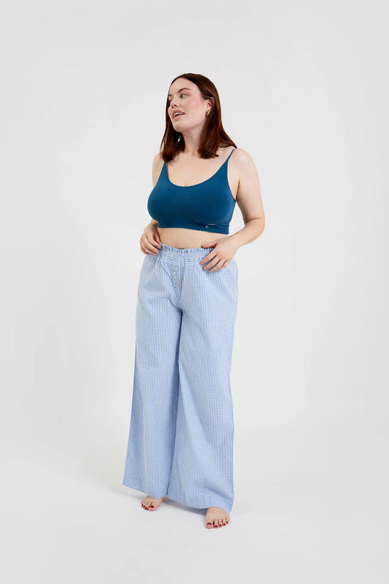 Chicory Check Woven-Cotton Pyjama Trousers - Blue Check Peachaus