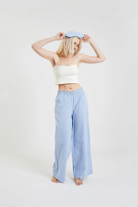 Chicory Check Woven-Cotton Pyjama Trousers - Blue Check Peachaus