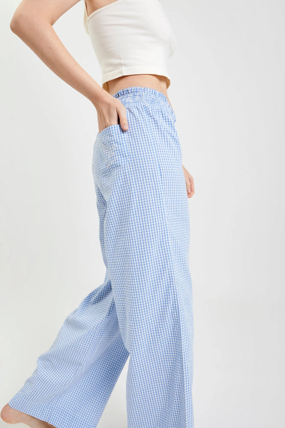 Chicory Check Woven-Cotton Pyjama Trousers - Blue Check Peachaus