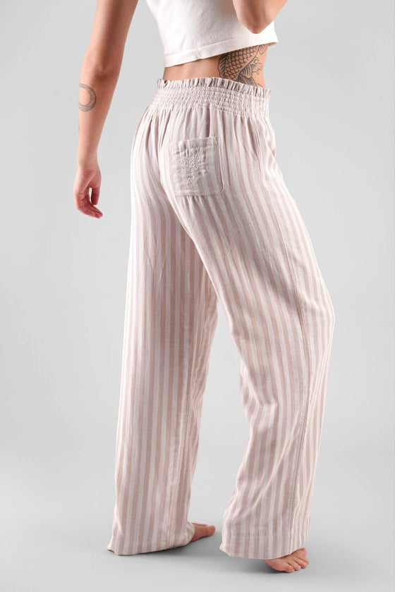 Chicory Striped Woven-Cotton Trousers - Golden Glow Beige Peachaus