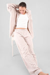 Chicory Striped Woven-Cotton Trousers - Golden Glow Beige Peachaus