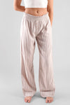 Chicory Striped Woven-Cotton Trousers - Golden Glow Beige Peachaus