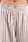 Chicory Striped Woven-Cotton Trousers - Golden Glow Beige Peachaus