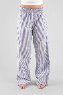  Chicory Striped Woven-Cotton Trousers - Oceanic Blue Peachaus