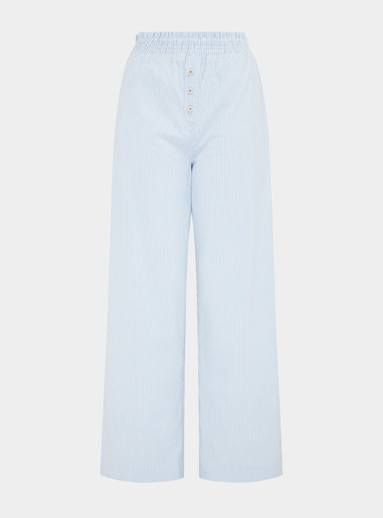 Chicory Striped Woven-Cotton Pyjama Trousers - Blue Stripe