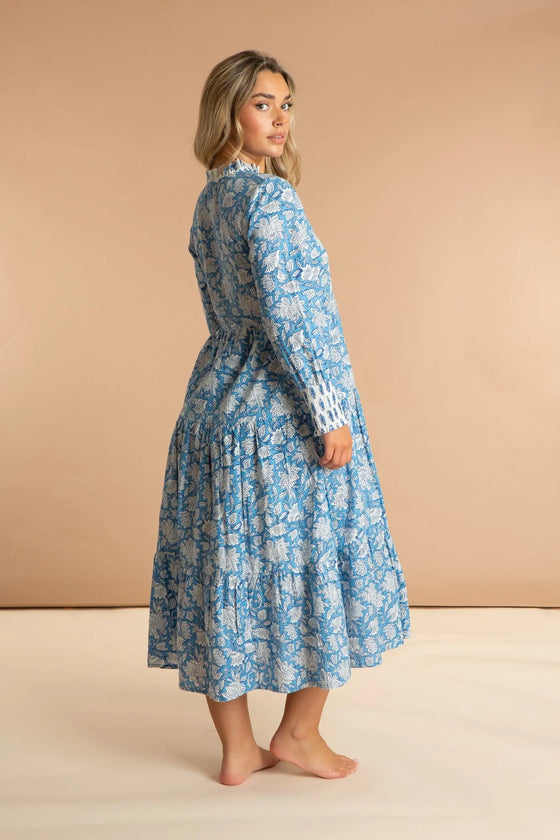 China Blue Paisley Cotton Dress inara