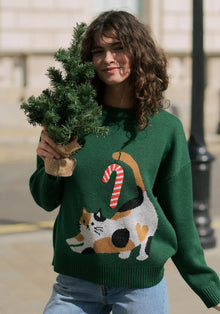  Christmas Jumper With Cat and Candy Cane Paisie