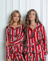 Christmas Santa Stripe Print Women's Long Pyjama Set Chelsea Peers