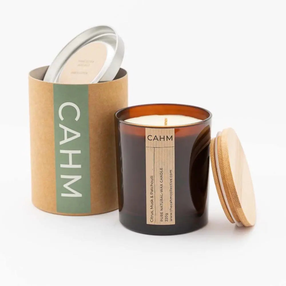 Citrus, Musk & Patchouli Candle - Amber CAHM