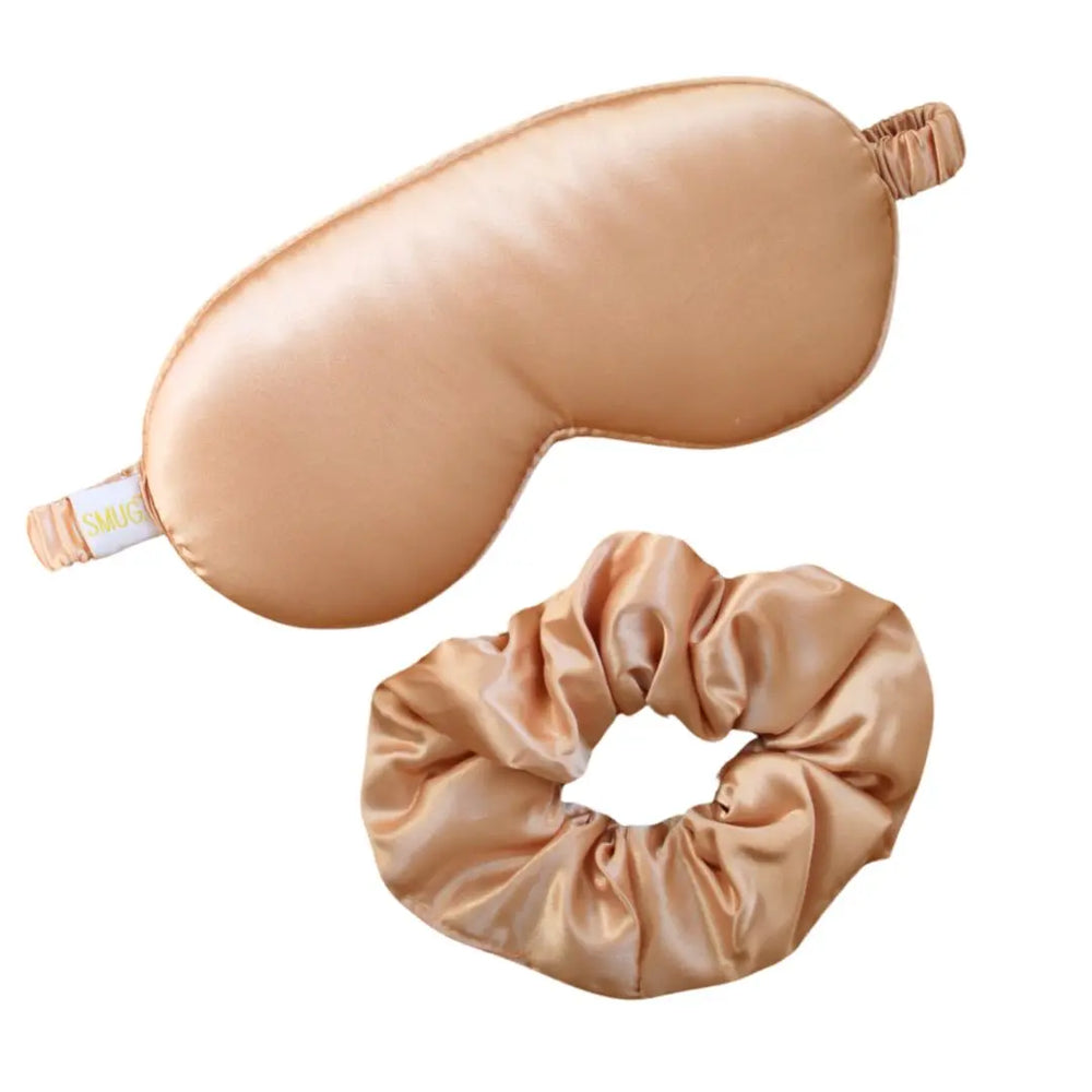 Cloud Padded Satin Sleep Mask & Scrunchie Set - Caramel SMUG