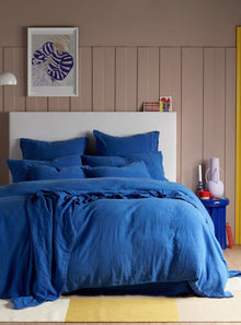  Cobalt 100% Linen Bed Linen