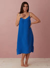 Cobalt Blue Alice 100% Linen Cami Nightie