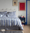 Cobalt Cora Stripe 100% Linen Bed Linen The Secret Linen Store