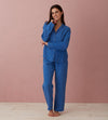 Cobalt Polly 100% Linen Pyjama Top The Secret Linen Store