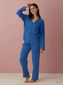  Cobalt Tilly 100% Linen Pyjama Bottoms The Secret Linen Store