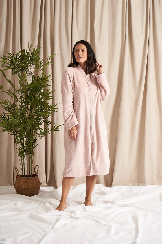 Cosy Chevron Housecoat in Rose Pretty You London