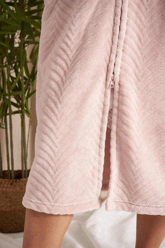 Cosy Chevron Housecoat in Rose Pretty You London