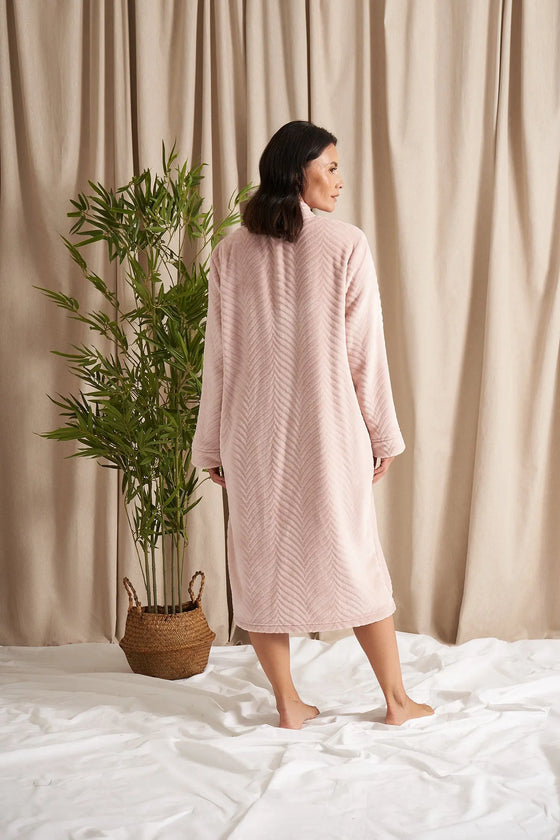 Cosy Chevron Housecoat in Rose Pretty You London