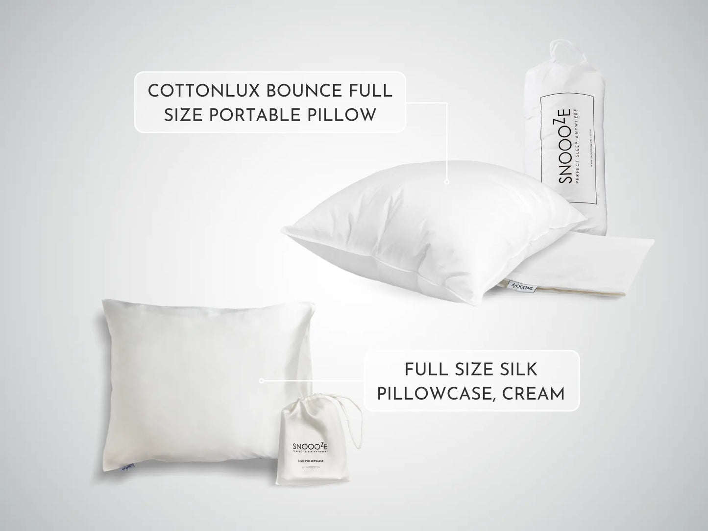 CottonLux Pillow+Silk Pillowcase Bundle, Cream Snooozeworld