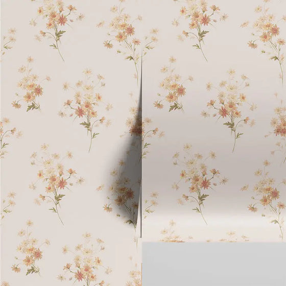 Cream Blush Daisy Bouquet Wallpaper Piglet