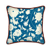 Cream Carpet Flowers on Teal Silk Cushion Long Studio Design