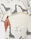 Cream Giraffe Women's Maternity Organic Cotton Long Pyjama Set Chelsea Peers