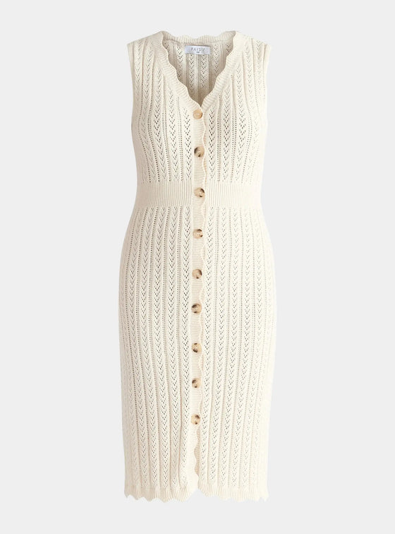 Cream Pointelle Knitted Dress Paisie