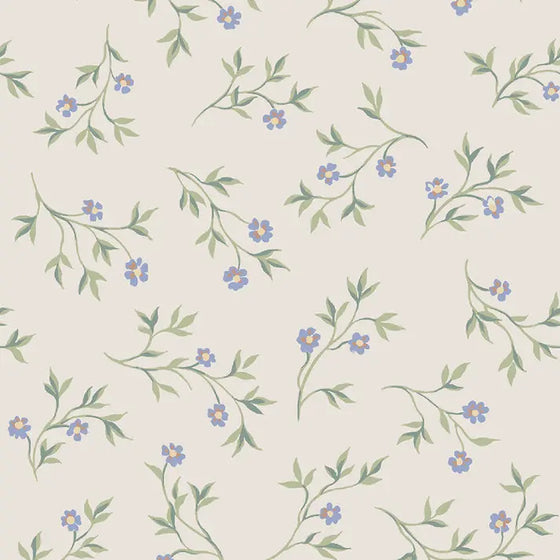 Cream Spring Sprig Wallpaper Piglet