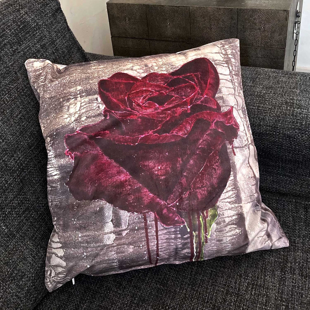 Crimson Rose Velvet Cushion Long Studio Design