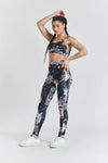 Cycad Recycled-Fabric Performance Leggings - Floral Print Peachaus