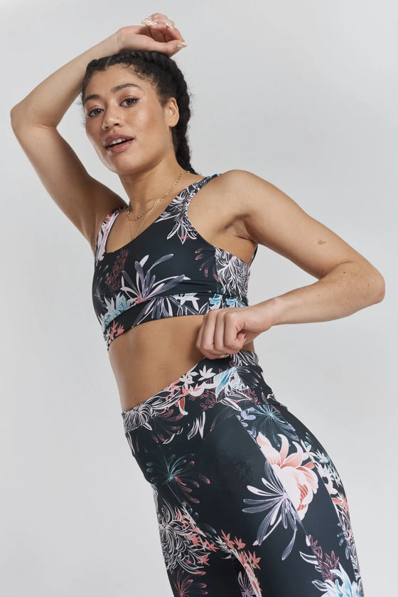 Cycad Recycled-Fabric Performance Leggings - Floral Print Peachaus