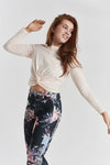 Cycad Recycled-Fabric Performance Leggings - Floral Print Peachaus