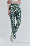 Cycad Recycled-Fabric Performance Leggings - Leaf Print Peachaus