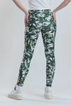 Cycad Recycled-Fabric Performance Leggings - Leaf Print Peachaus