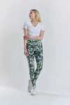 Cycad Recycled-Fabric Performance Leggings - Leaf Print Peachaus