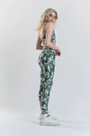 Cycad Recycled-Fabric Performance Leggings - Leaf Print Peachaus