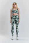 Cycad Recycled-Fabric Performance Leggings - Leaf Print Peachaus