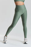 Cycad Recycled-Fabric Performance Leggings - Sea Spray Khaki Peachaus